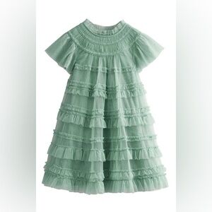 Boden Tulle Tiered Kids Dress in Soft Green